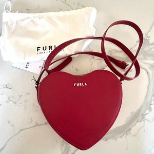 Gorgeous Red Furla Heart Leather Crossbody Bag NWT